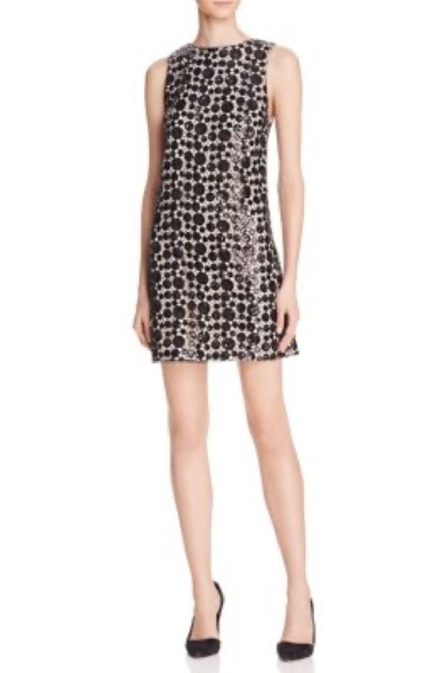 Alice + Olivia | Clyde Sequin Dot Mini Shift Dress | Black Sesame | Sz 0